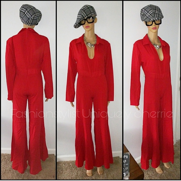 Overmal Pants - Red Jumpsuit/Wide Leg